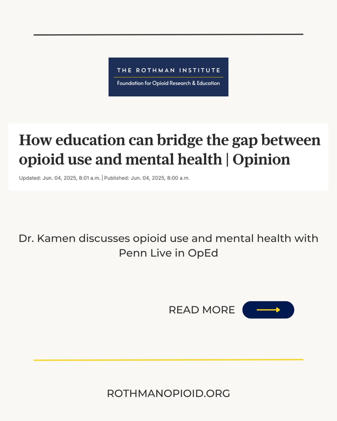 The Rothman - Dr Leonard Kamen discusses opioid use and mental health ...