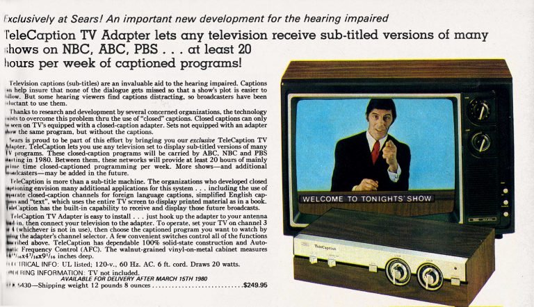 Sears' closed captioning decoder, a relic from 1980