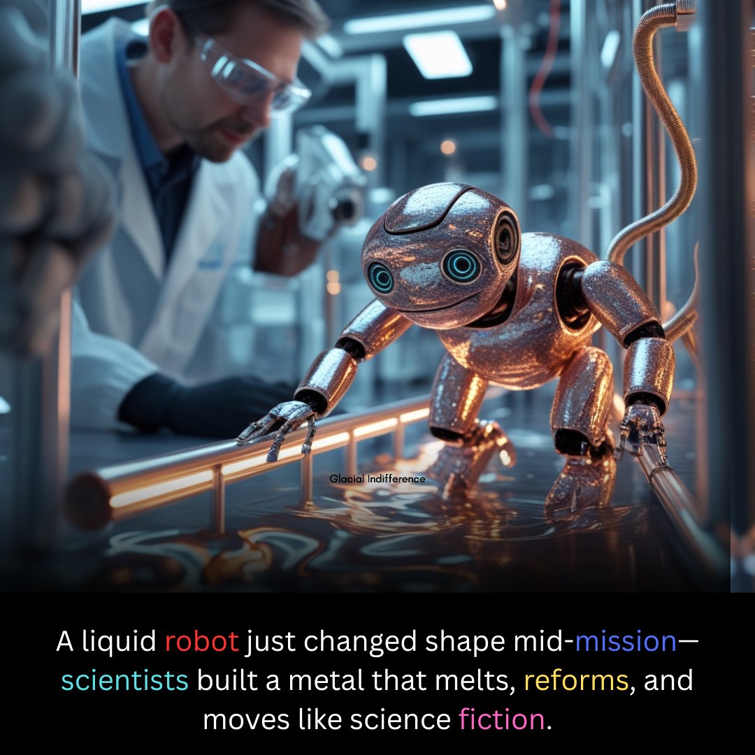 Liquid metal robots clean pollution and grow stronger