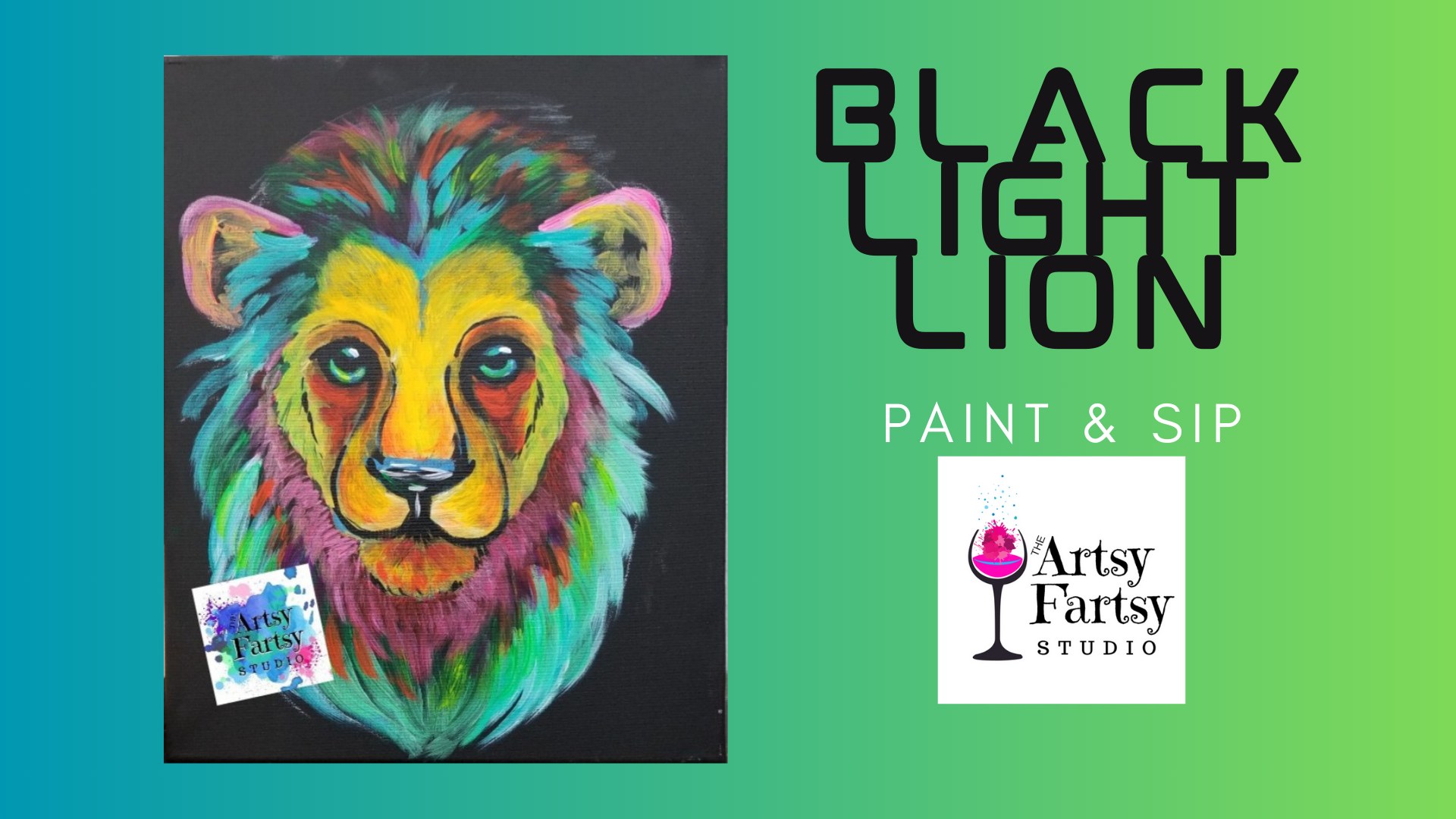 Lion- Black Light Night BYOB Paint Event at Artsy Fartsy