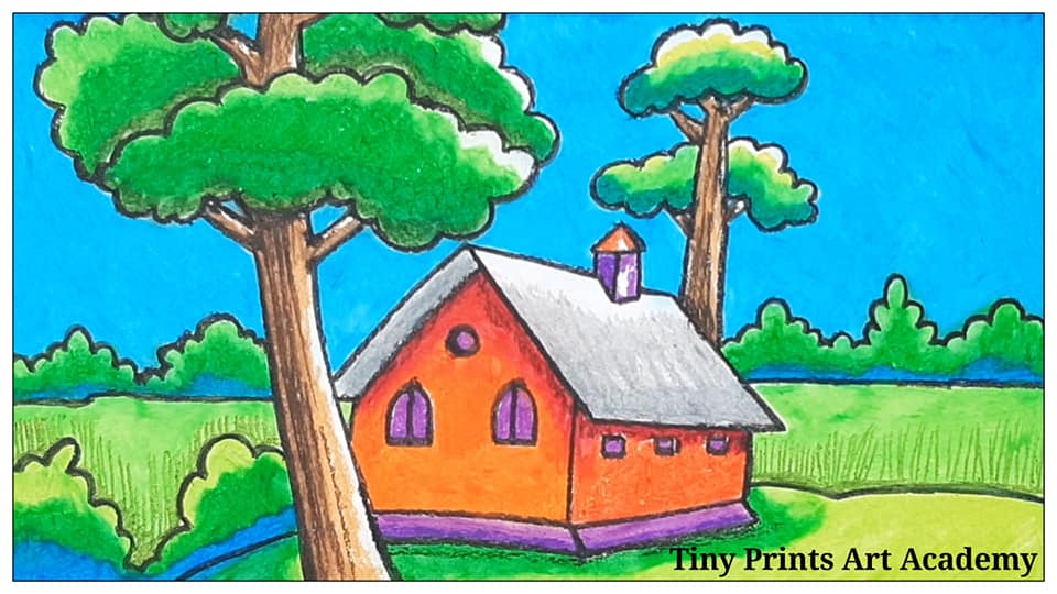 Easy Scenery Drawing Samples.... - Tiny Prints Art Academy