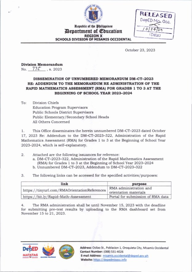 DM. 775, S.... - DepEd Tayo - Division of Misamis Occidental