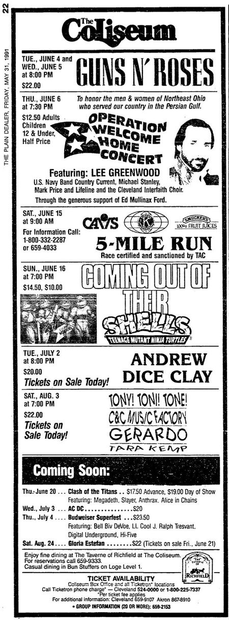 On this date in 1991: Guns N' Roses and special guests SKID ROW