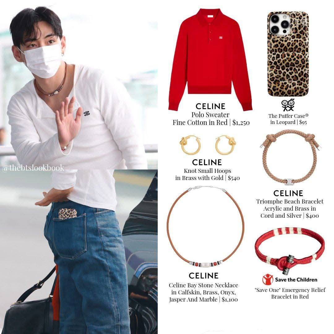 BTS V着用！CELINE TRIOMPHE TWINKLE BRACELET Taehyung's airport outfit details