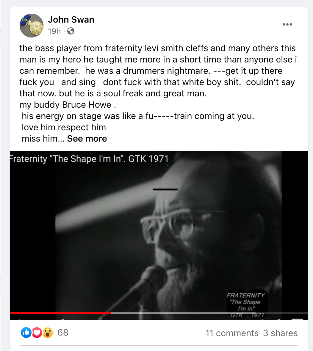 Fraternity - A loving tribute from John 'Swanee' Swan to... | Facebook