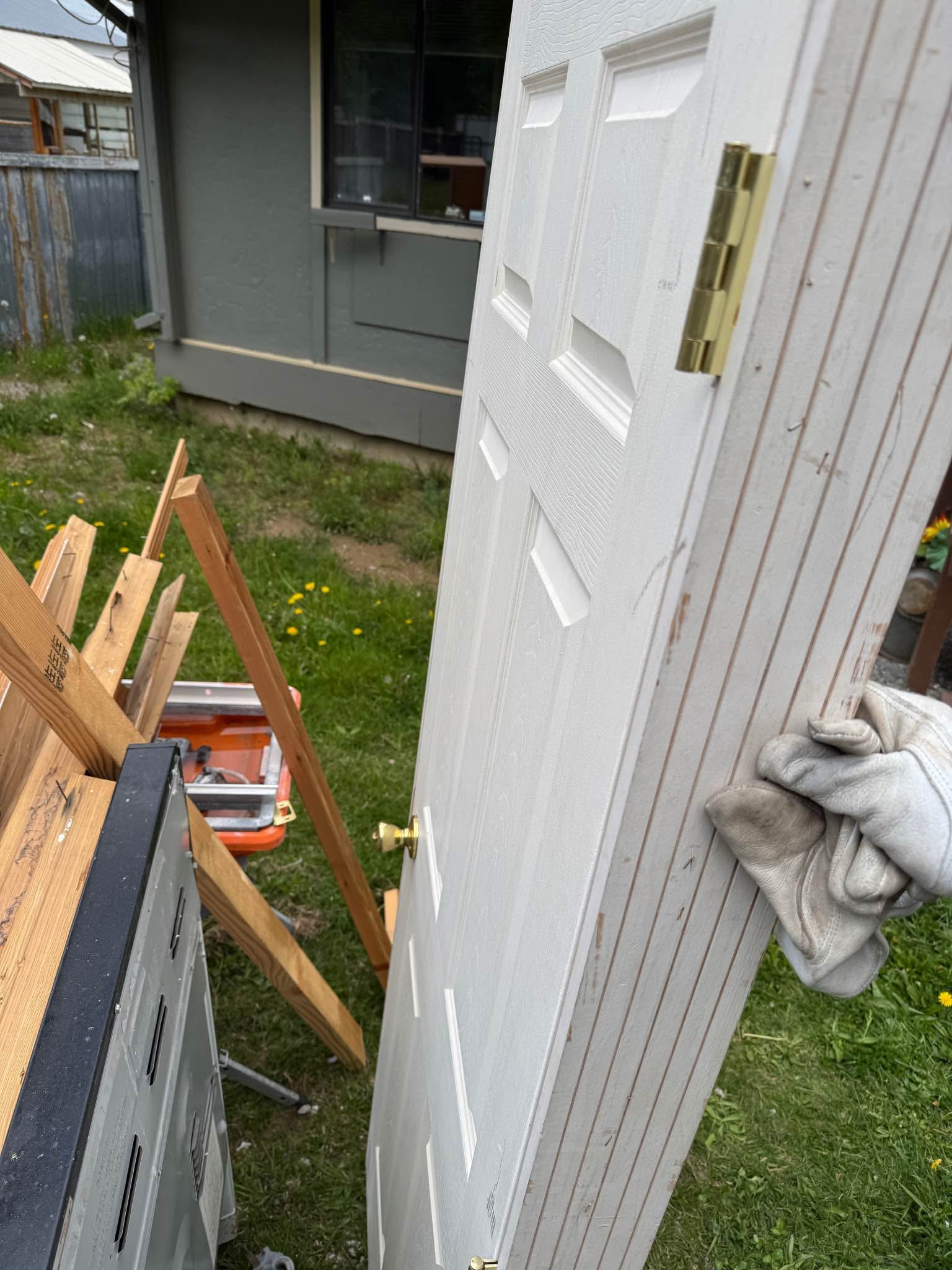 Newer Home Depot interior door with jamb and locking handle. - Storage