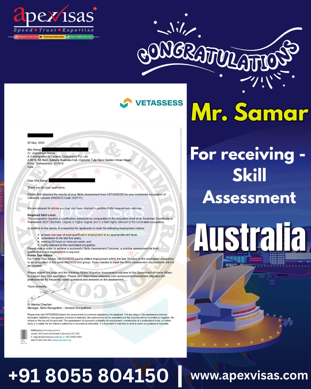 A V - 🌟 Big Congratulations to Mrs. Samar! Her Australia Skill ...