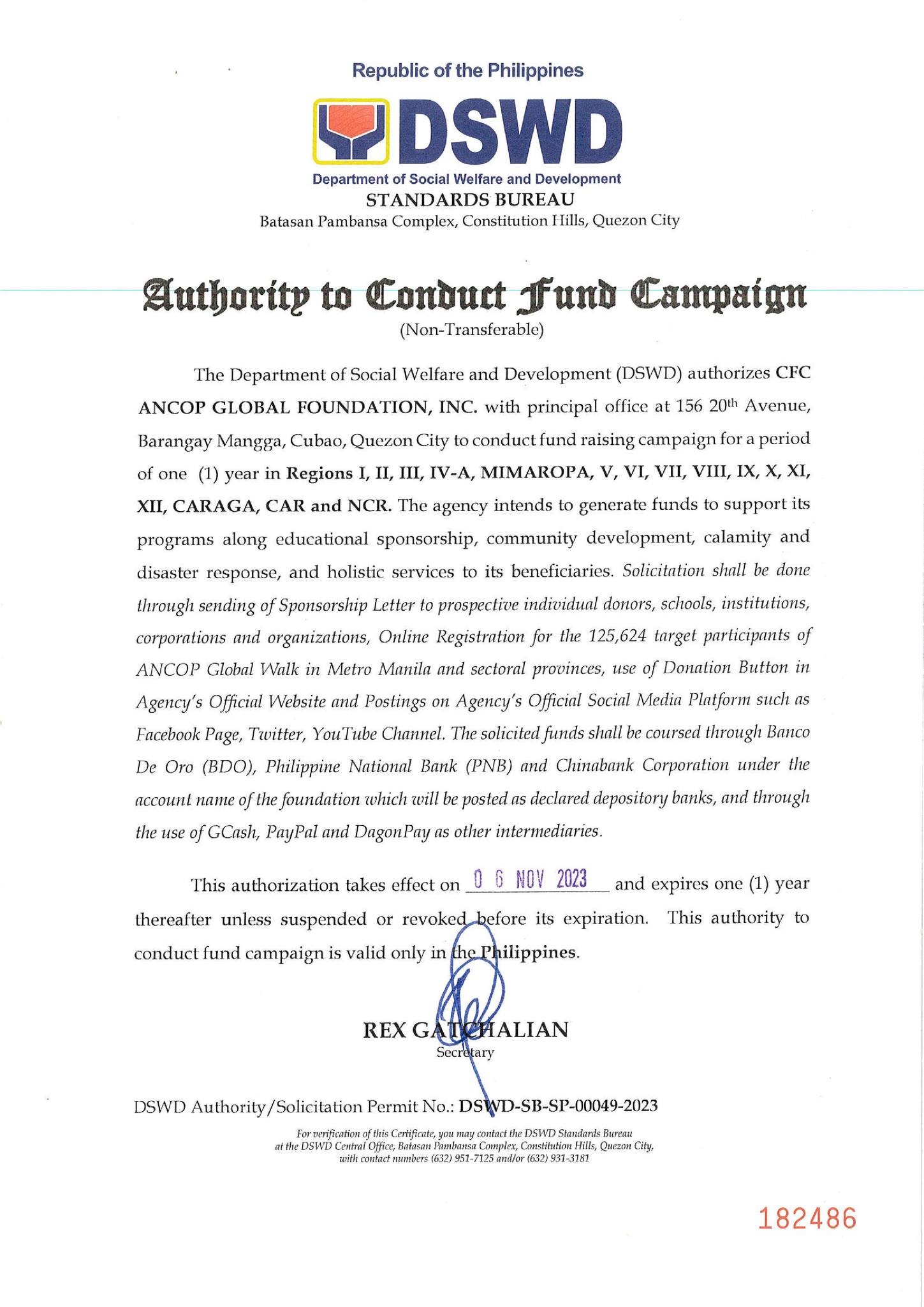 CFC - Fundraising permit approved! The DSWD officially gives us the ...