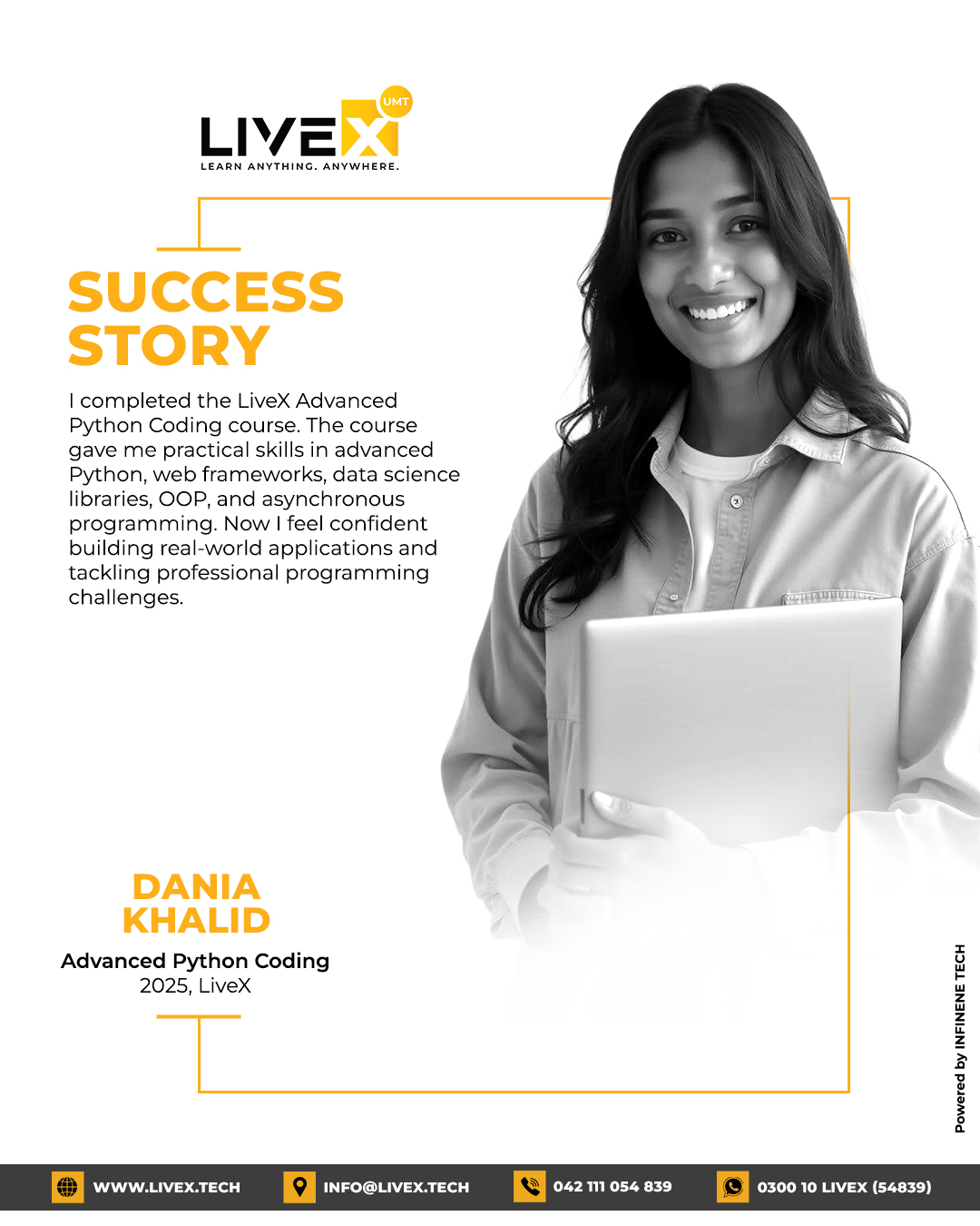 LiveX-UMT - Dania completed the LiveX Advanced Python Coding course and ...