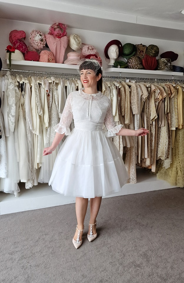1960s short wedding dress White Floral Lace Mini Dress, sz. S  Lost Girls Vintage Long Sleeve Vintage 1960s Mini Mod Wedding