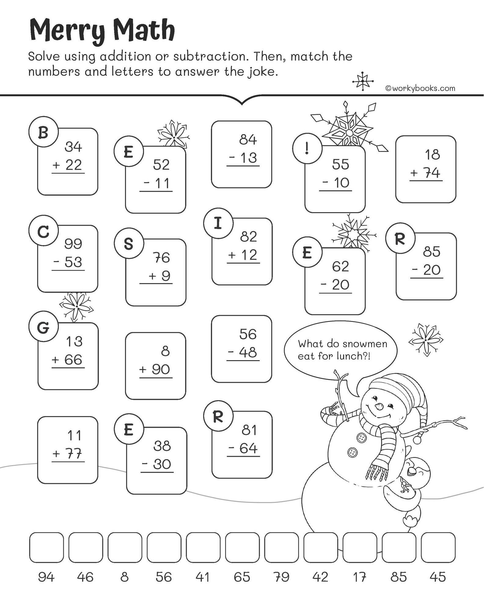 Workybooks - Merry Math This winter-themed sheet is a... | Facebook