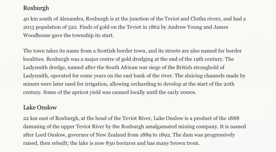 Memories of Roxburgh and the Teviot Valley, Central Otago