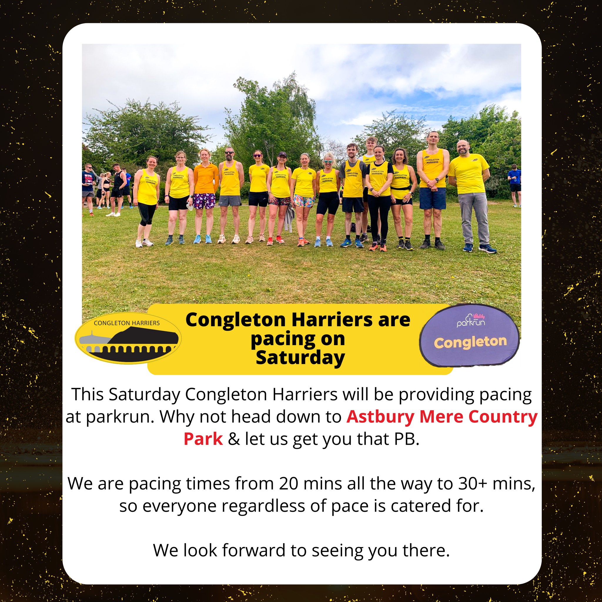 Congleton - 🟡 It's Congleton Harriers parkrun pacing week 🟡 Did you ...