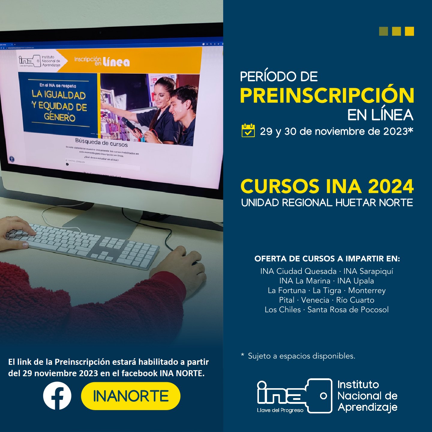INA NORTE - Se les informa que el 29 y 30 de noviembre del...