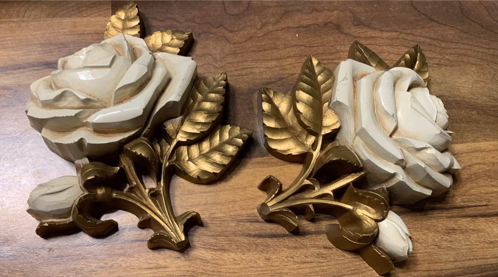 1970's Flora-Hawaii wall hangings featuring 24k gold-dipped ferns