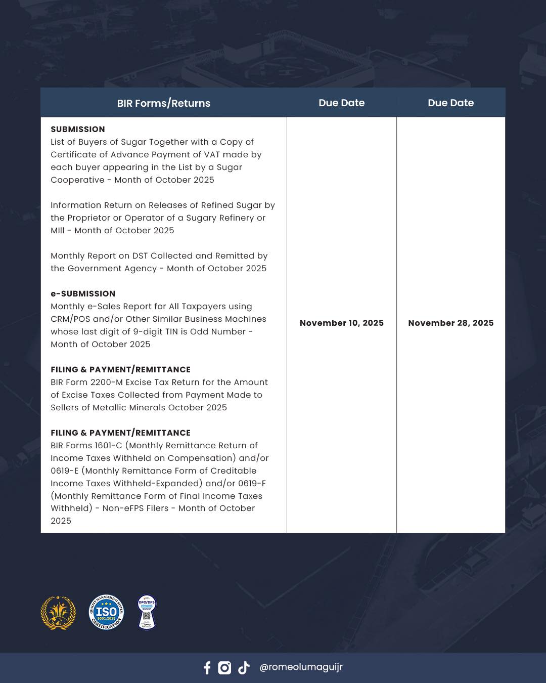 BIR Revenue District Office 044 - Taguig/Pateros - 📣 Tax Deadline ...