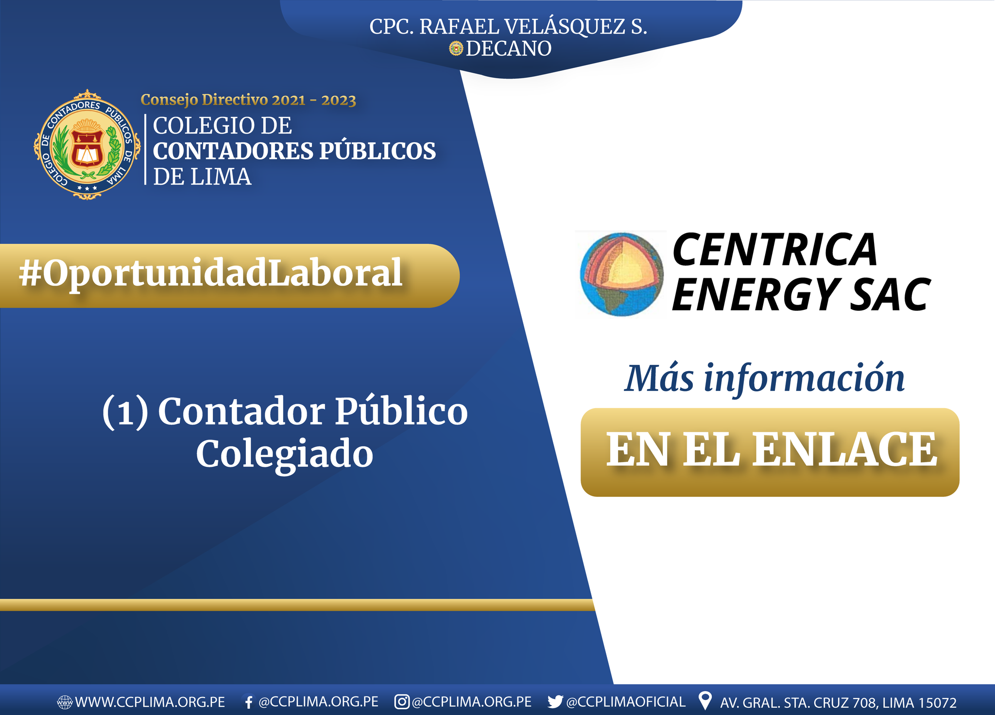 Colegio - #OportunidadLaboral Estimados agremiados, atención a esta # ...