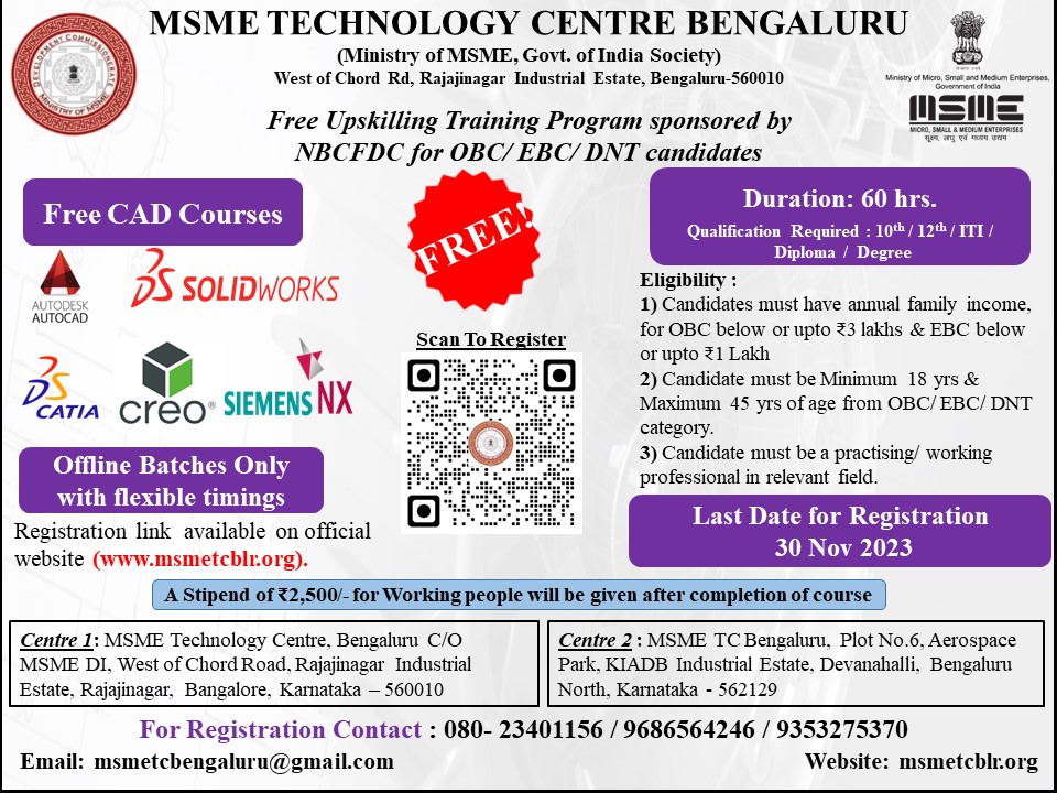 MSME - Free Training program for working people sponsored by NBCFDC ...