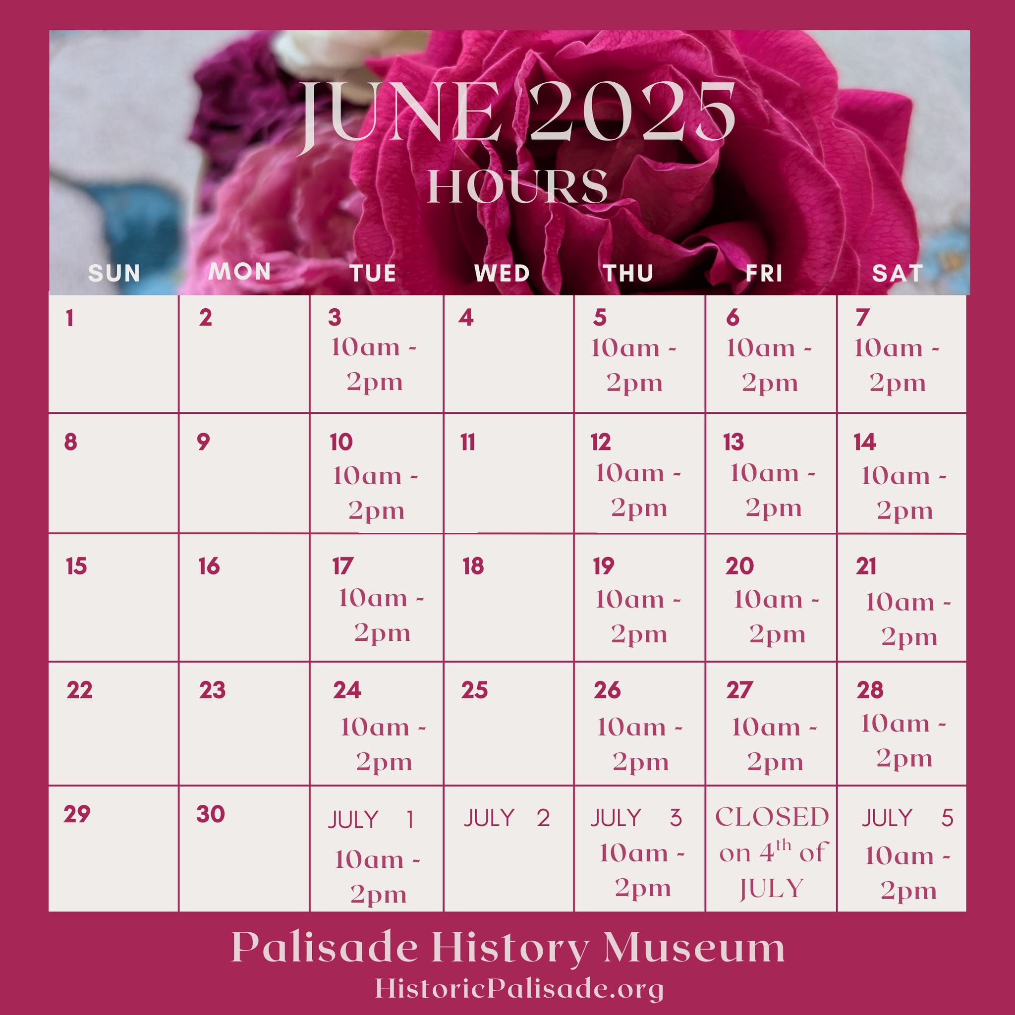 Palisade - Here are our June Hours at the Palisade History Museum ...