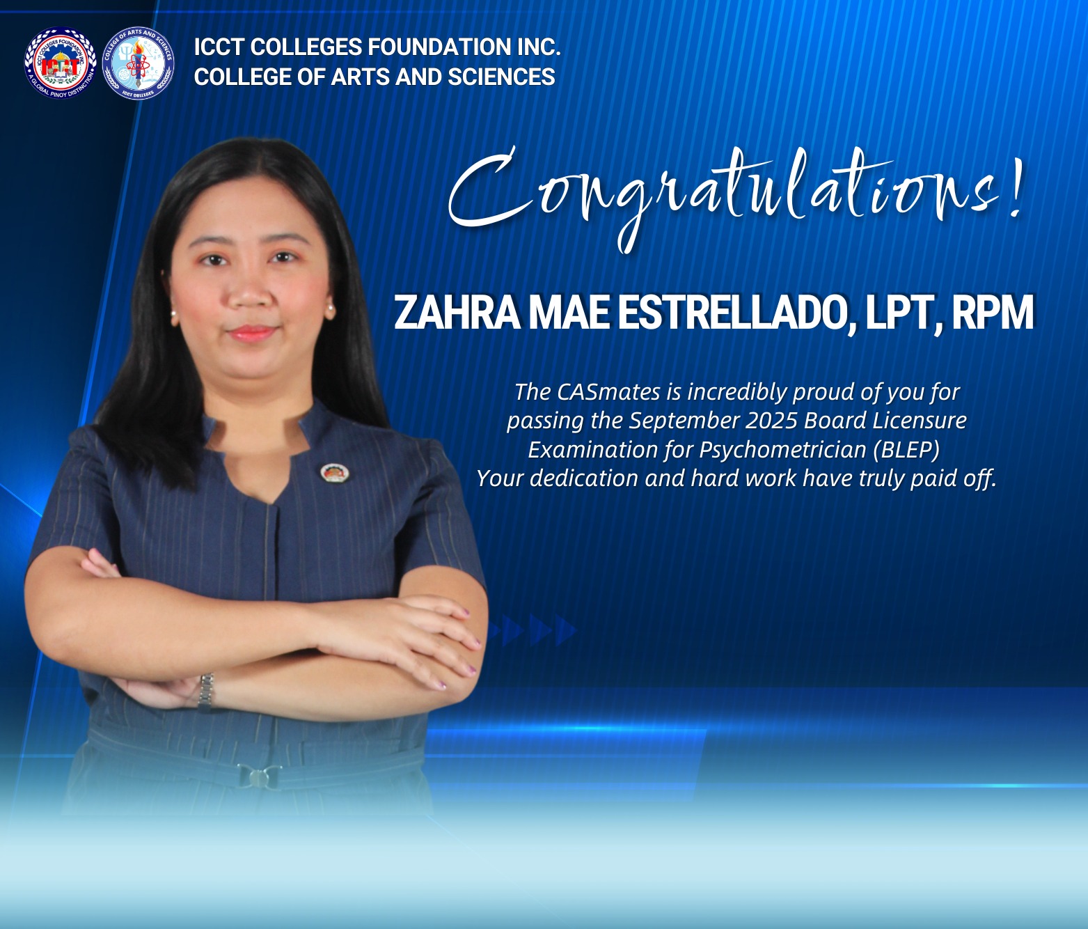 Congratulations, Ms.... - Psychology Council of ICCT Colleges | Facebook