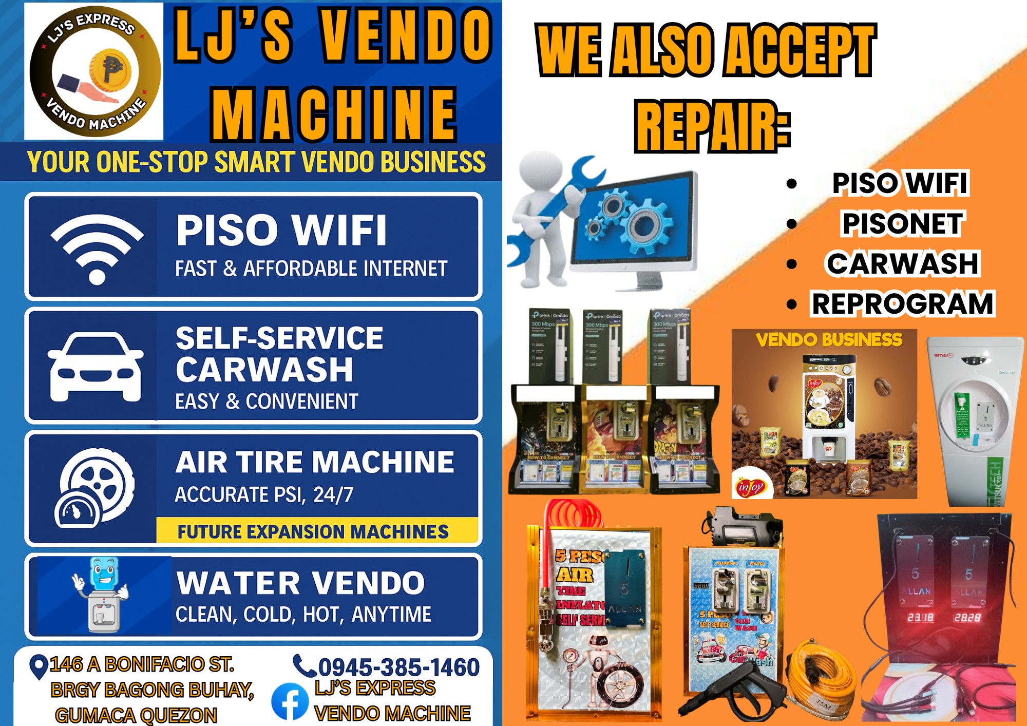 LJ’s - 🎉 GRAND OPENING & BLESSING – JULY 29! 📍 LJ’s Vendo Machine Shop ...