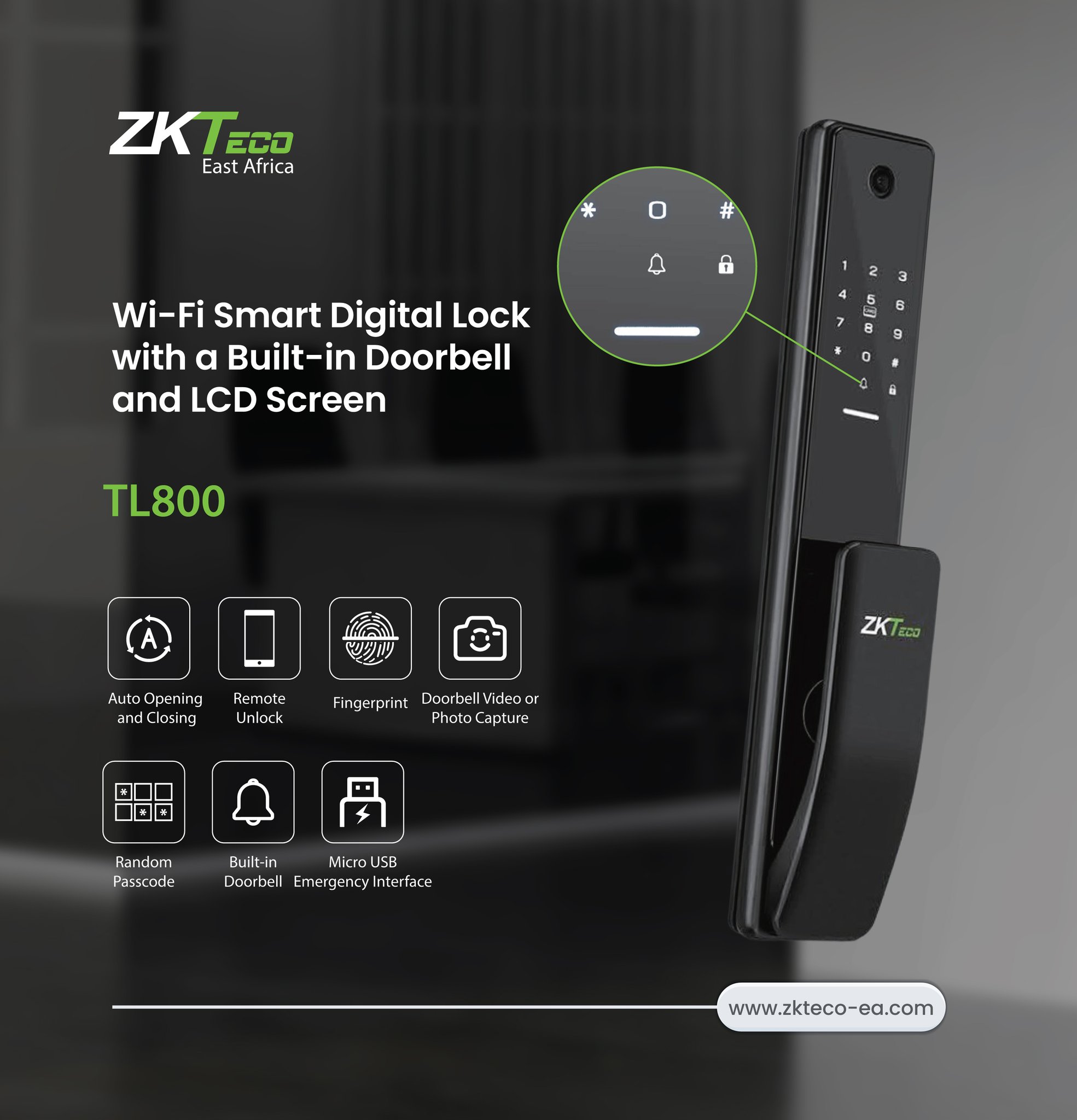ZKTeco - Transform your home security with TL800! Fully automatic lock ...