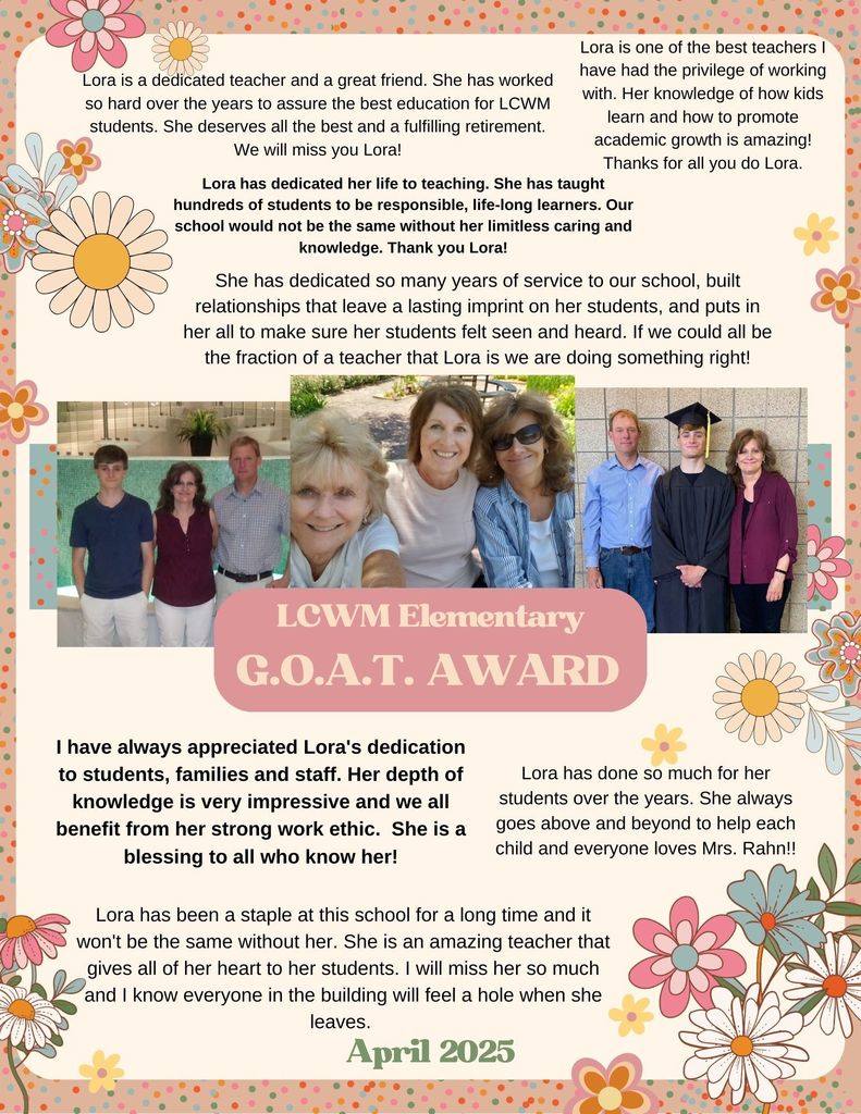 🎉 Congratulations to our April... - LCWM Elementary School | Facebook