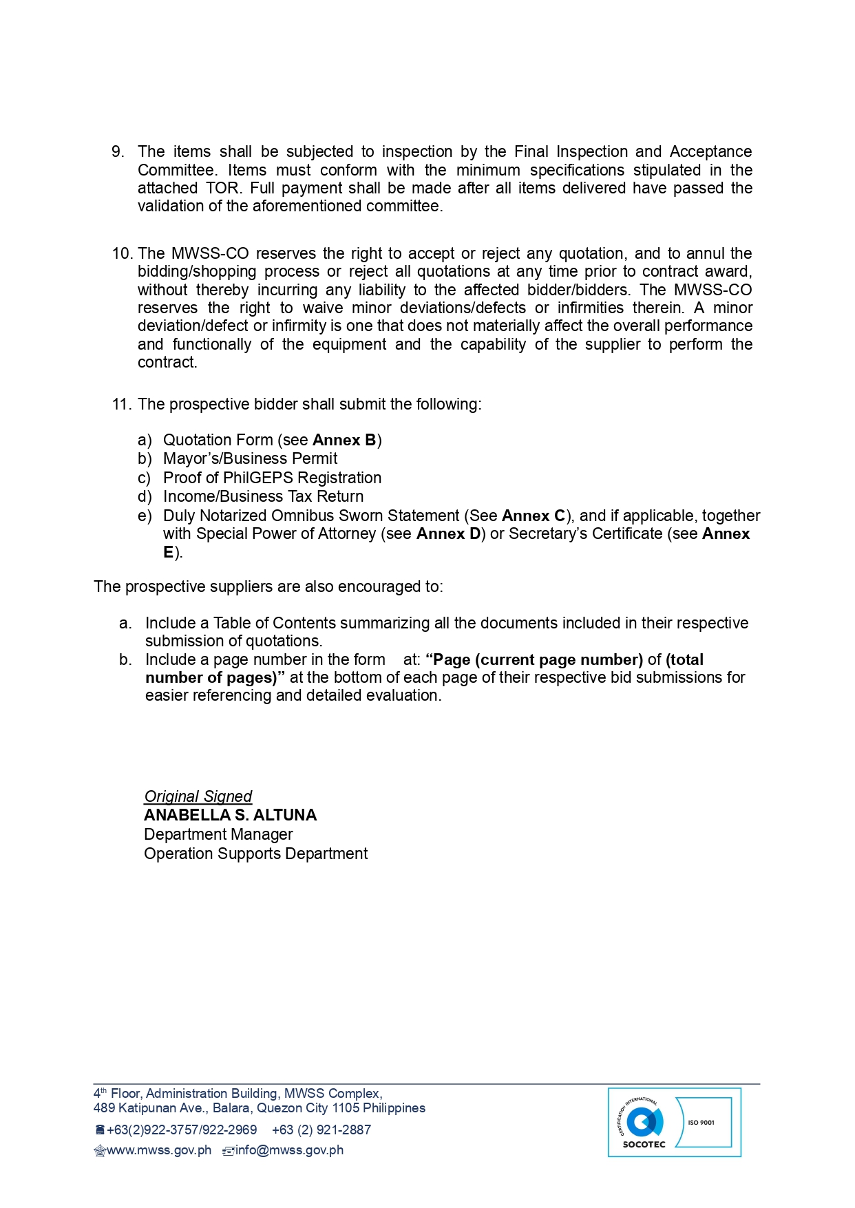 Request For Quotation - Supply and Delivery and Installation of Clear ...