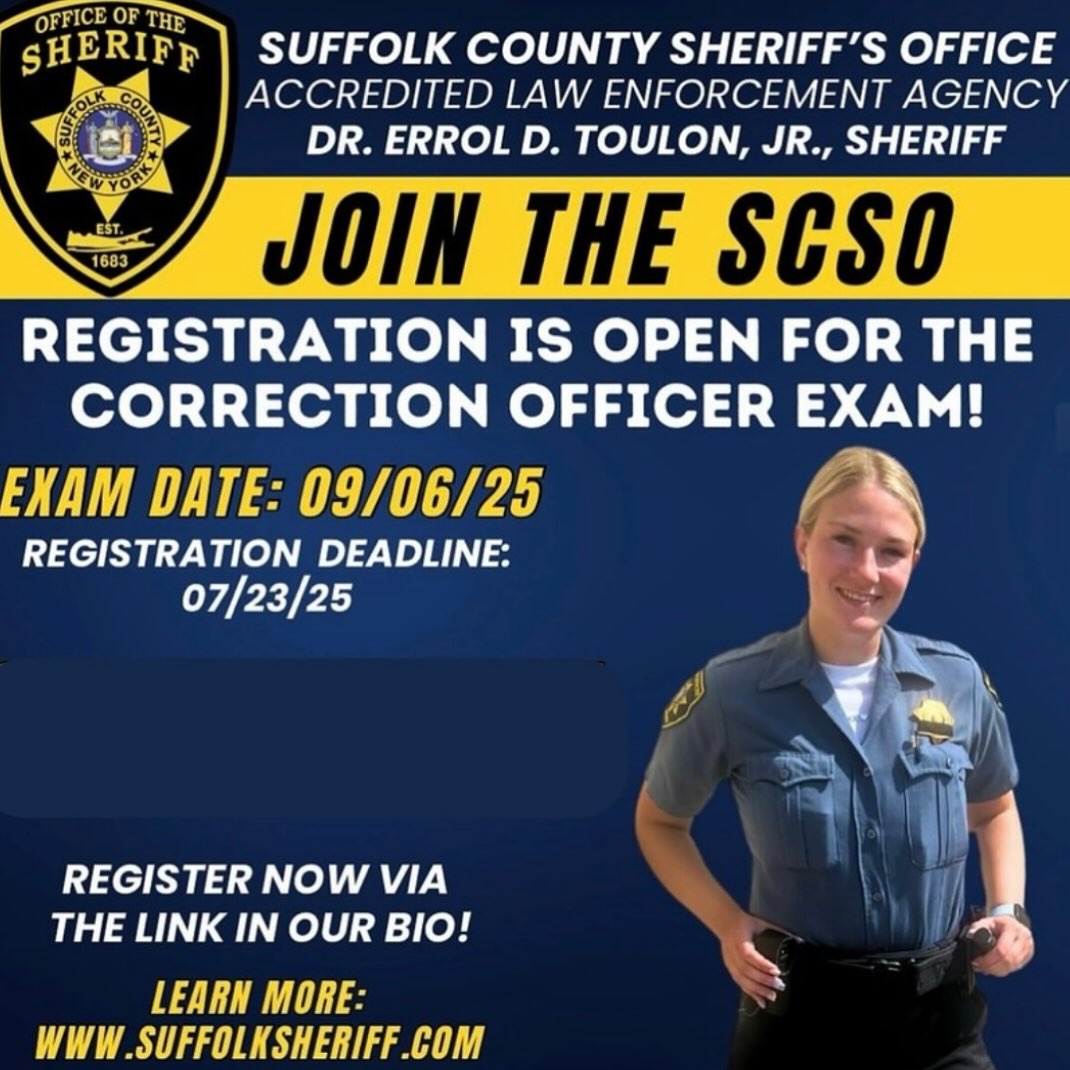 Legislator - The Suffolk County Correction Officer Exam is open! Starting salary $60k+ (upon ...