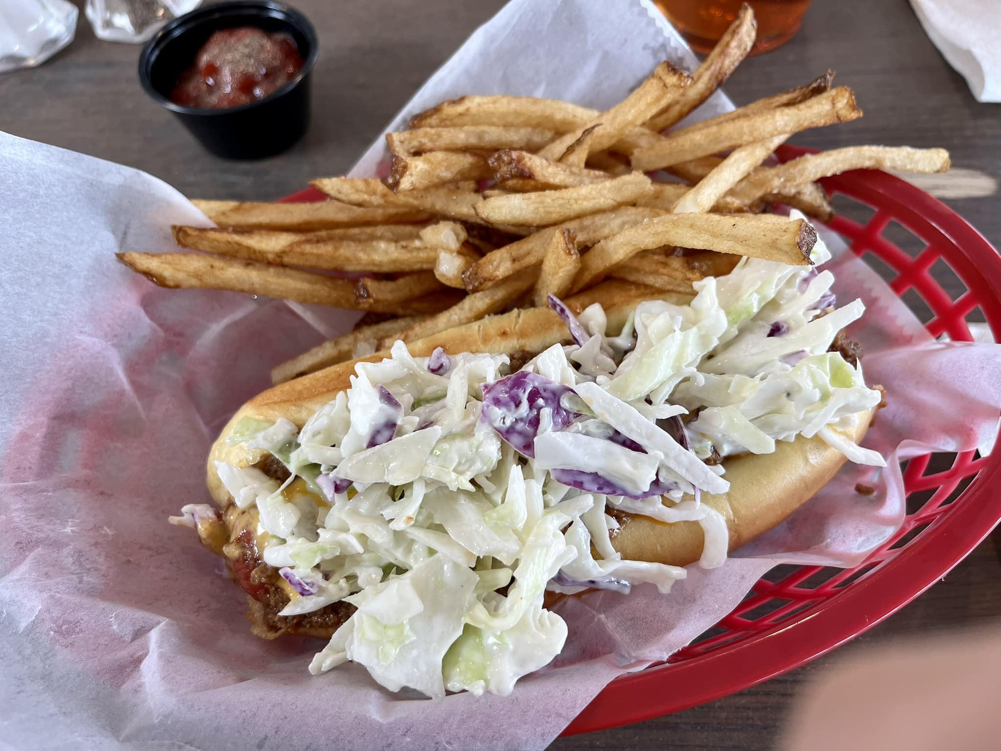 Jacks Cosmic Dogs for lunch! Best dogs, fries and malt! Yum!