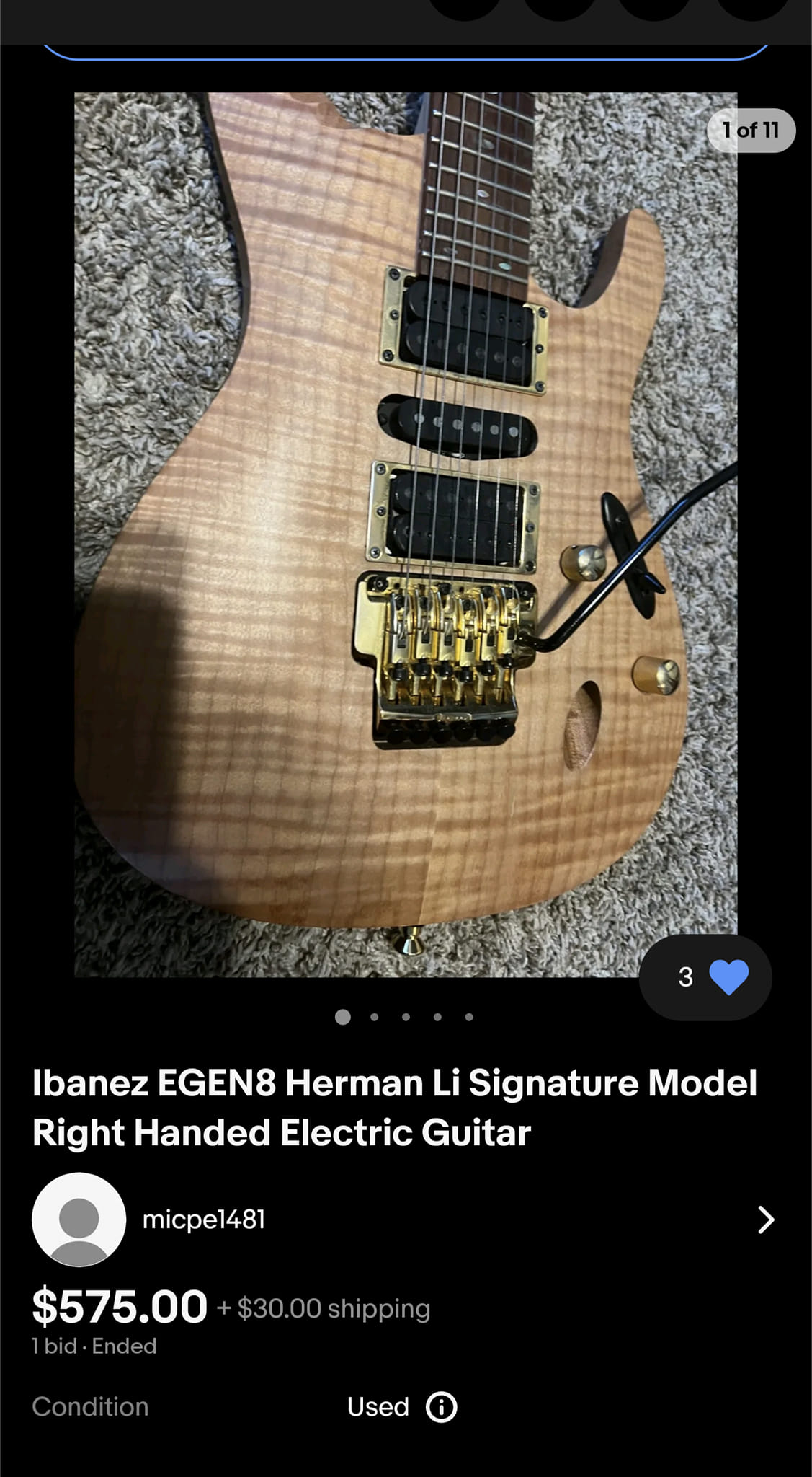 Won Dragonforce-inspired Ibanez on eBay