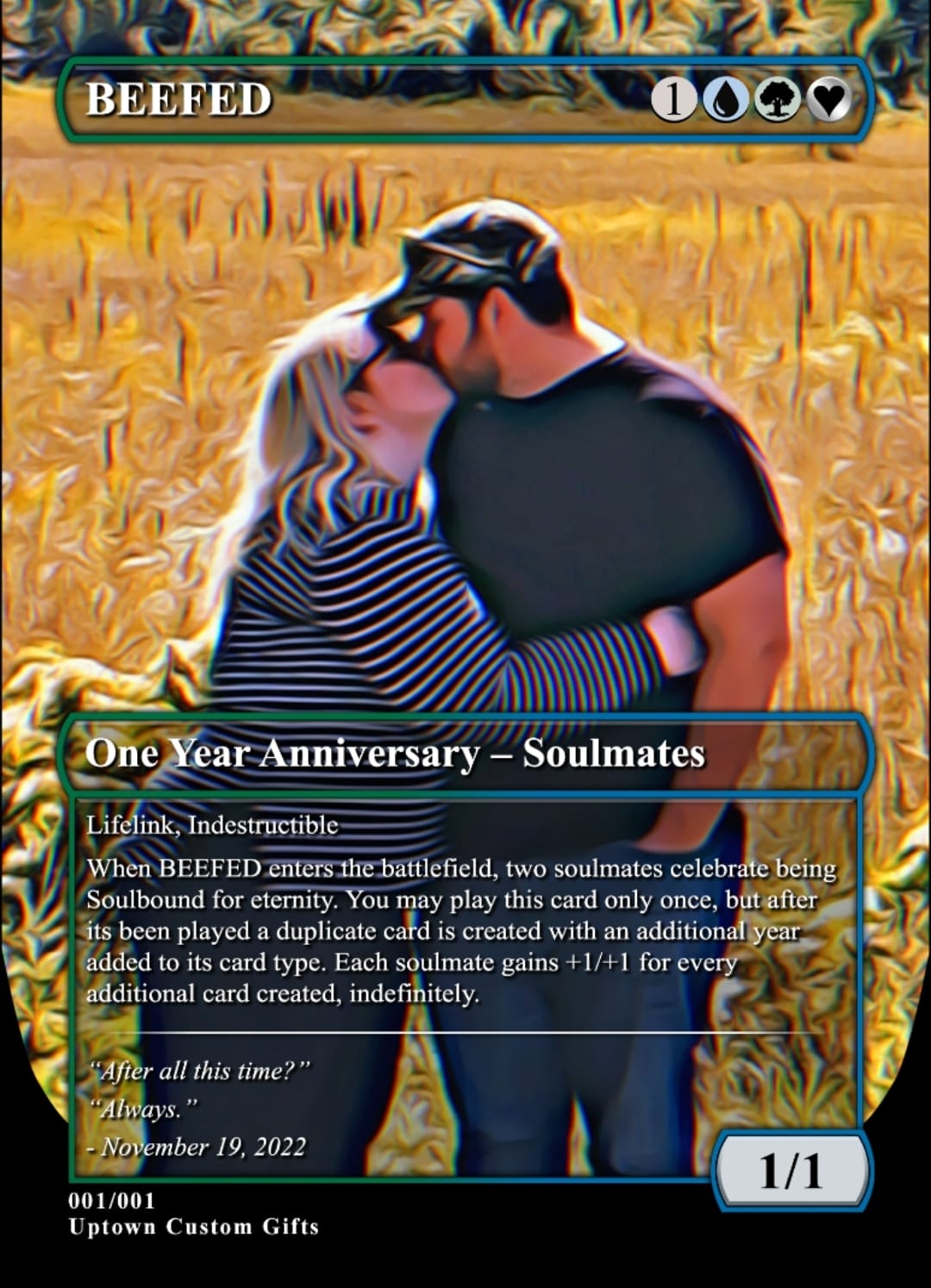 mtg anniversary card Happy Gift  3 uncommons with modern frame Custom Magic: The Gathering card