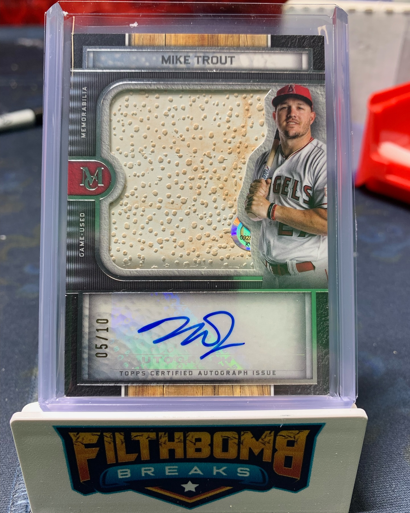 2023 Topps Dynasty Mike Trout autograph MLB logo patch card