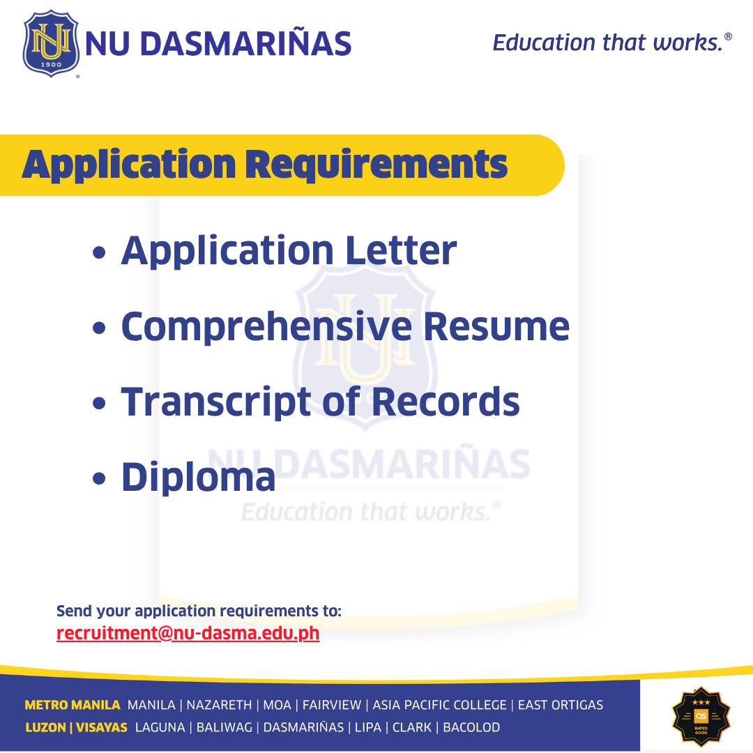 Careers at NU Dasmariñas added... - Careers at NU Dasmariñas