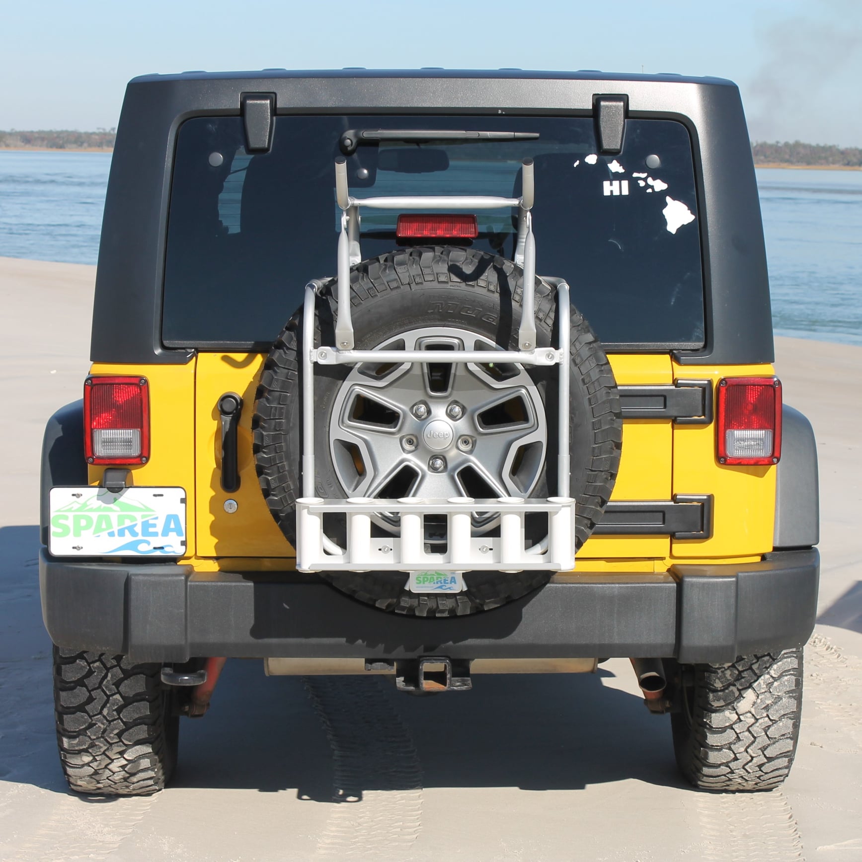 jeep spare tire fishing rod holder Rack for Bronco &  Rush Hour Fishing The Base Platform (BP) Spare Tire Jeep Jl Fishing