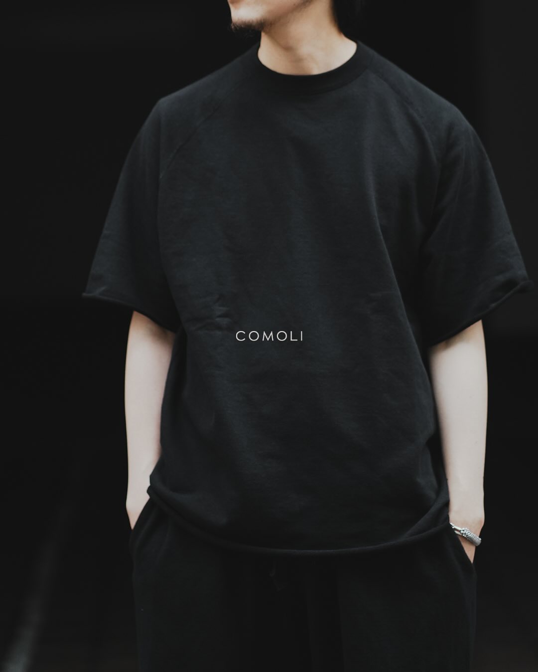 COMOLI “LWコットン裏毛半袖クルー” color : BLACK size : 2,3,4 “LW