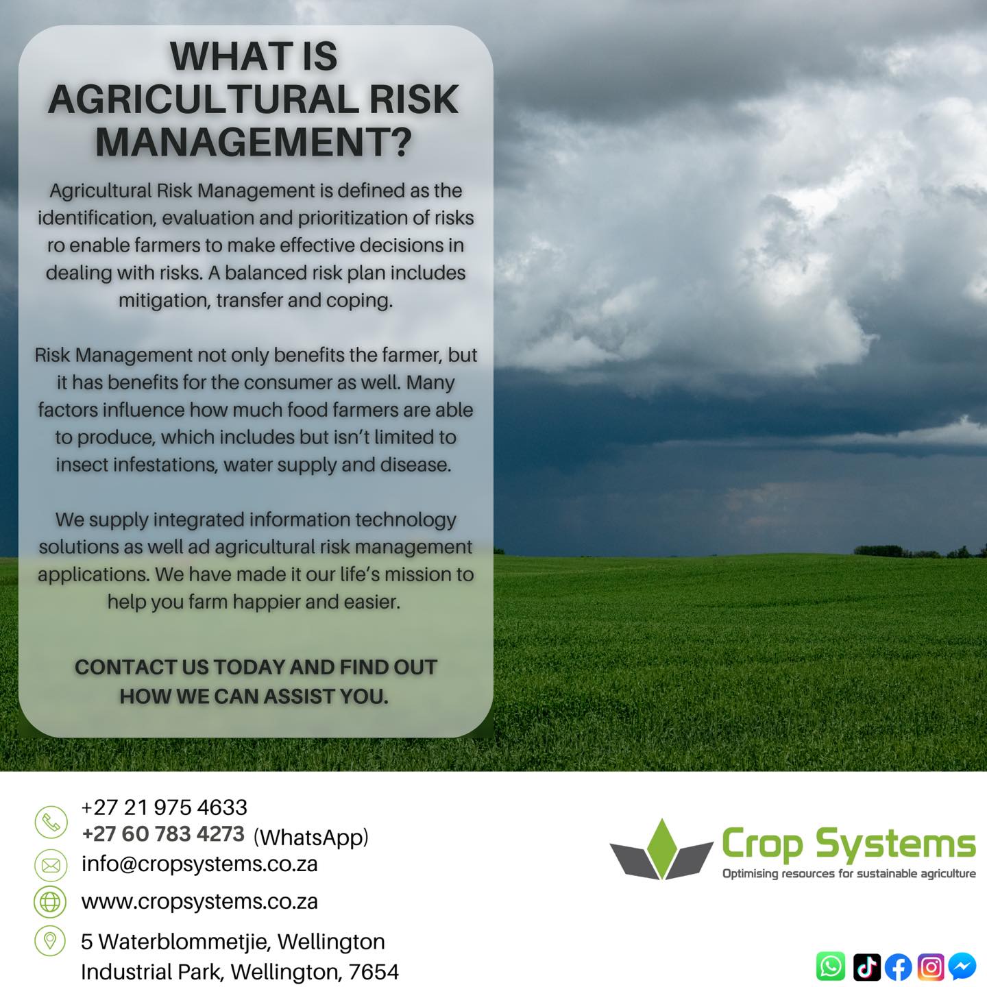 Crop Systems - WHAT IS AGRICULTURAL RISK MANAGEMENT?🤔...
