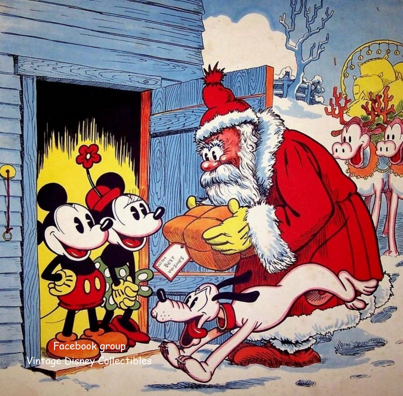 Vintage Disney Santa print with Mickey and Minnie