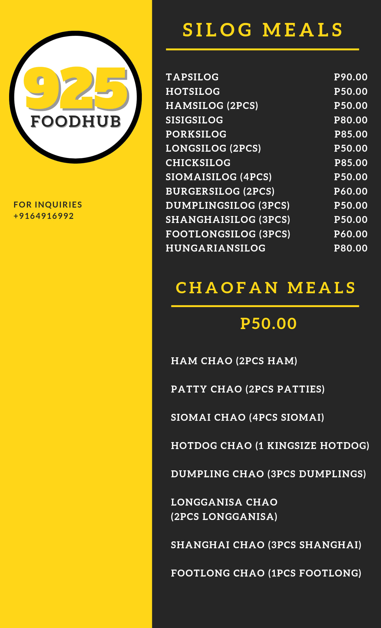 925 Food Hub - UPDATED MENU! UPDATED MENU! 