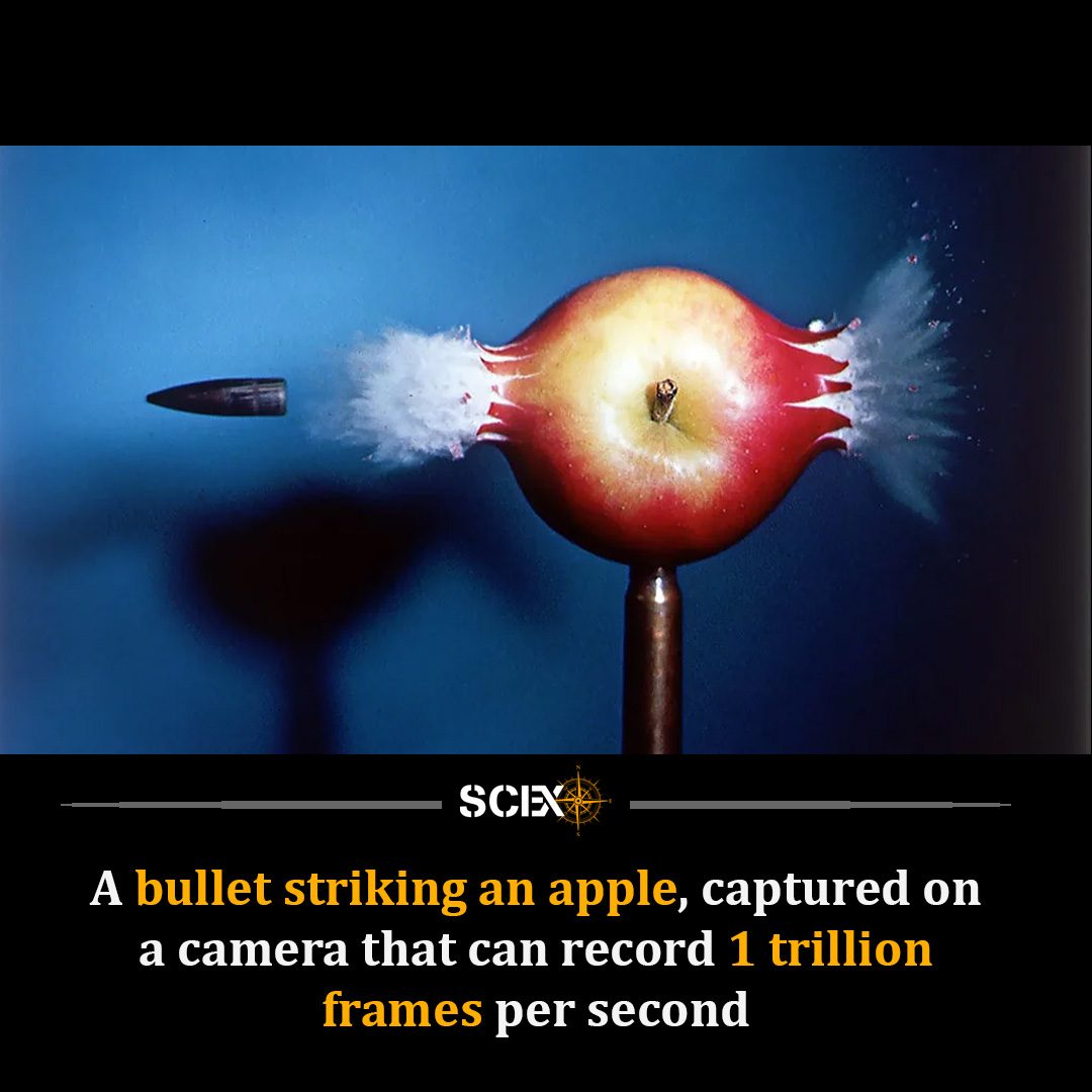 Science - A bullet hitting an apple — captured on a camera that can ...