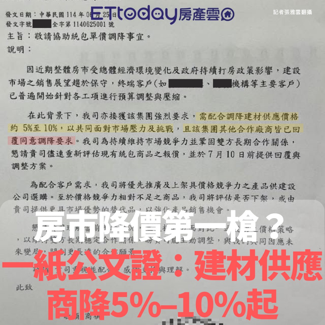 ETtoday房產雲 - #最新 不具名業者：若供應商無法配合降價，會直接更換供應商，或下半年暫停開工。 | Facebook