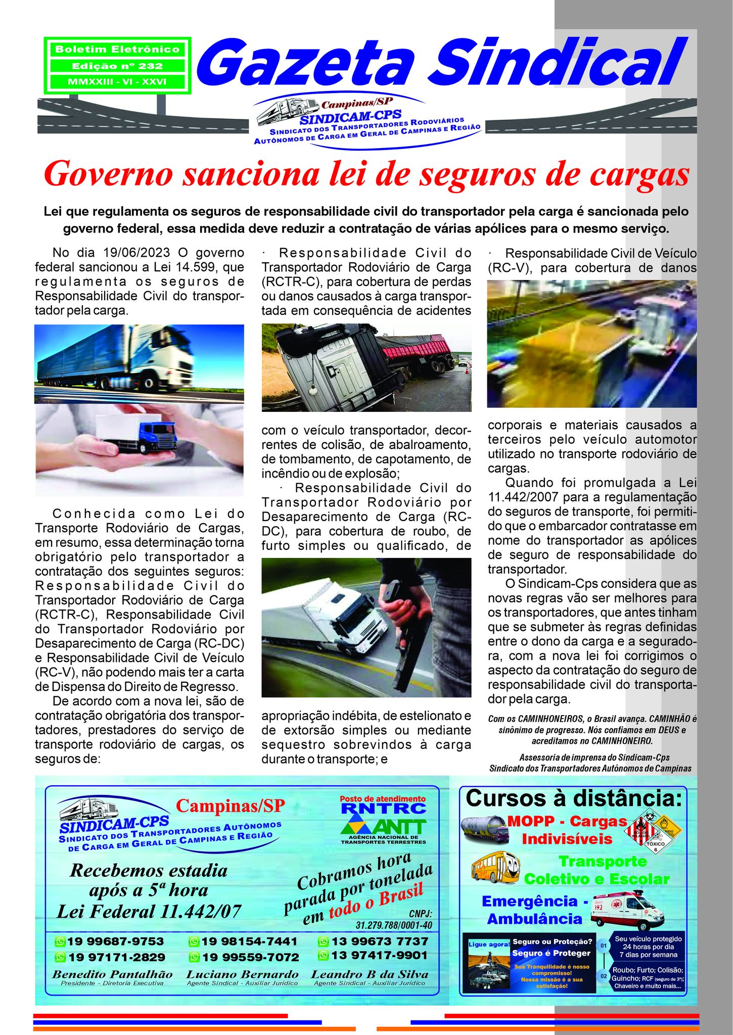 Sindicam - Governo sanciona lei que regulamenta seguros de cargas ...