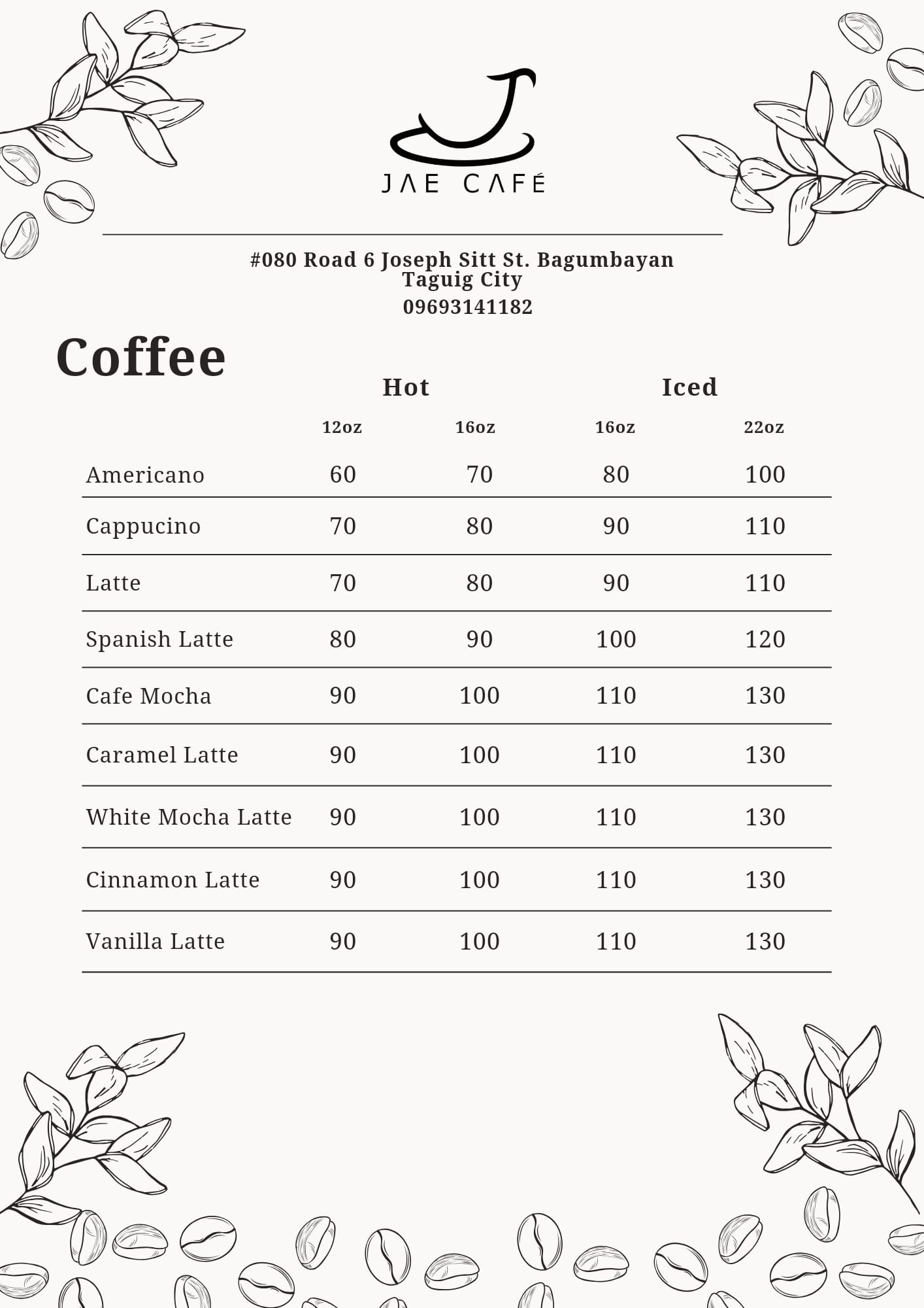 Jae Cafe - Updated menu ready for 2024 ☕ | Facebook