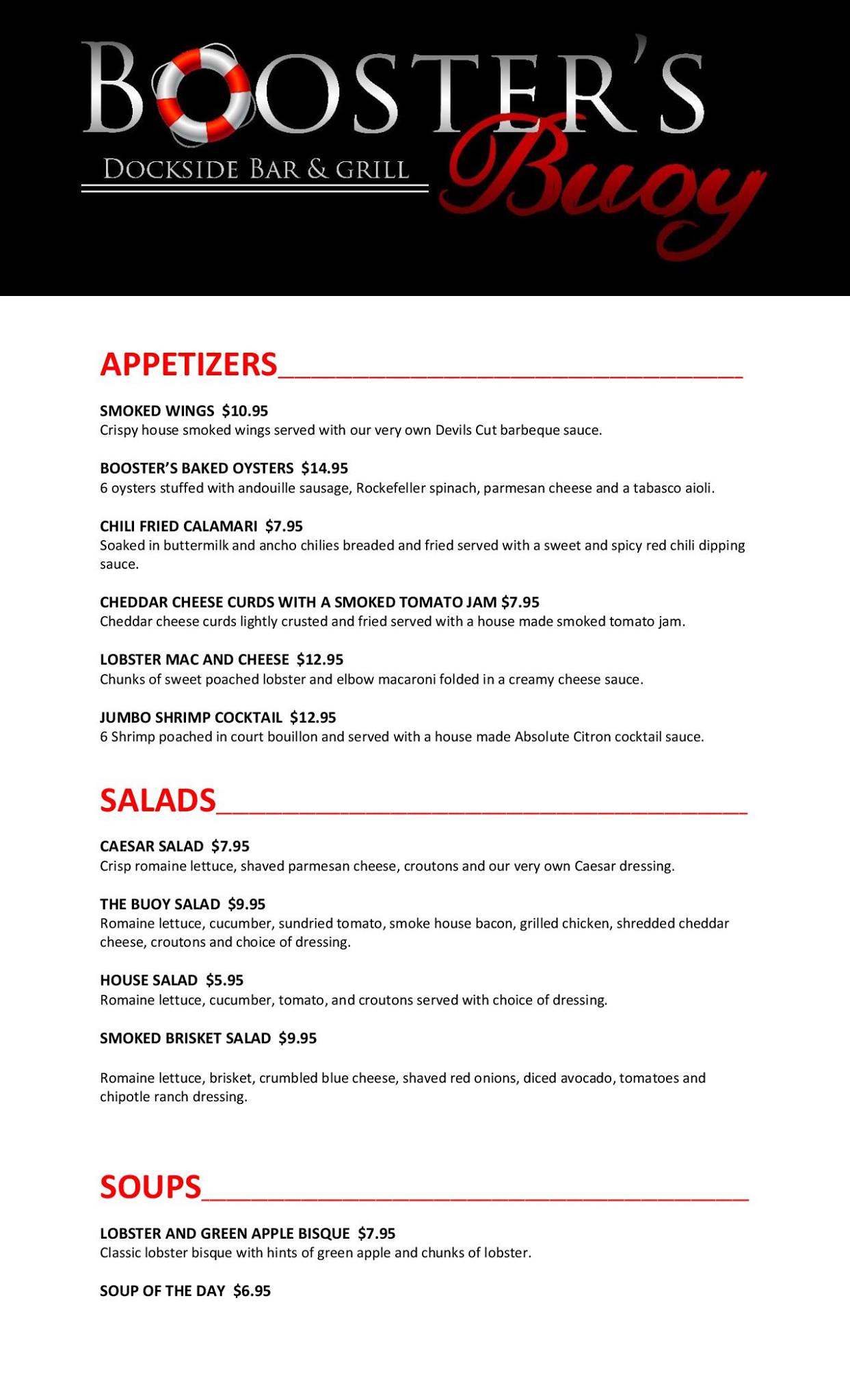 Boosters Buoy - Our new menu starts November 1st. Here is... | Facebook