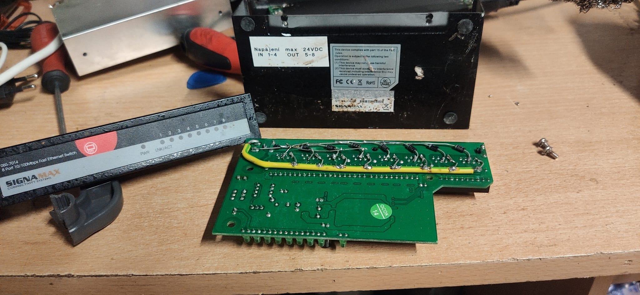 This is not my job. Dead power supply for switch, but I was