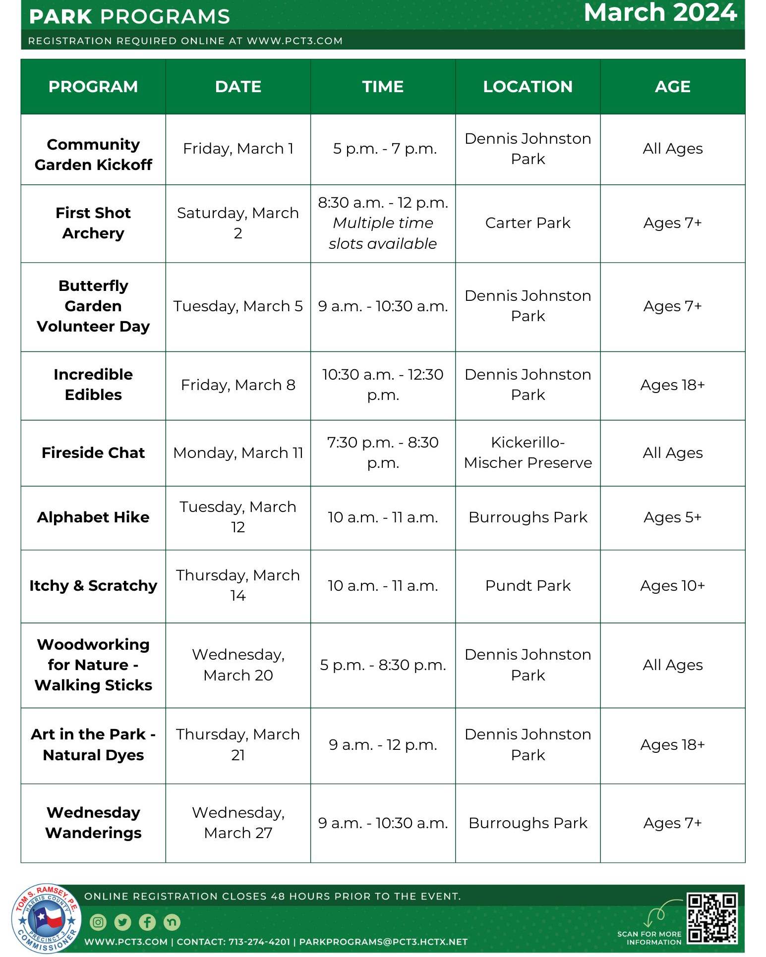 🌼 March is blooming with exciting park programs! 🌿 Fill your calendar ...