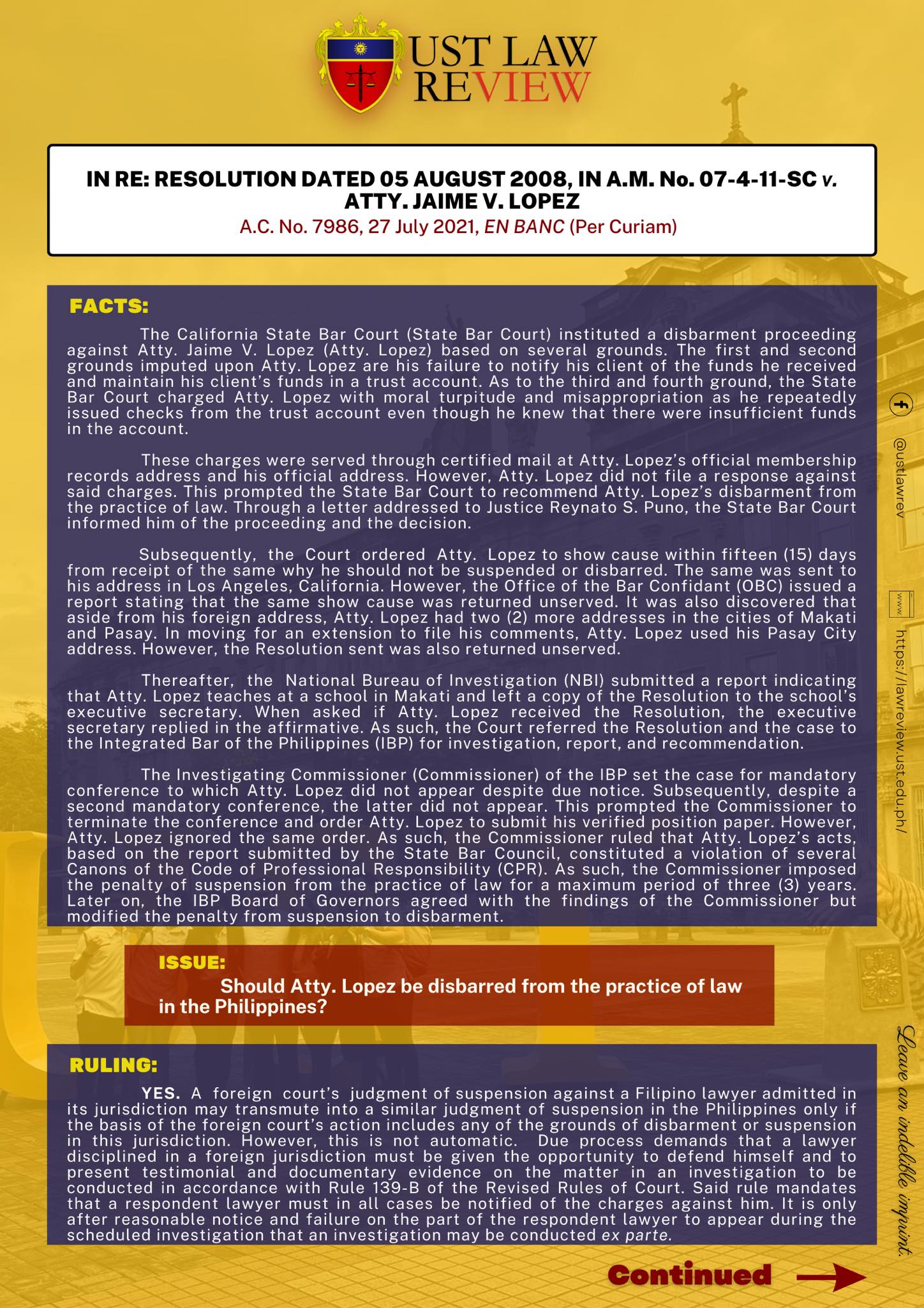 UST Law Review - 