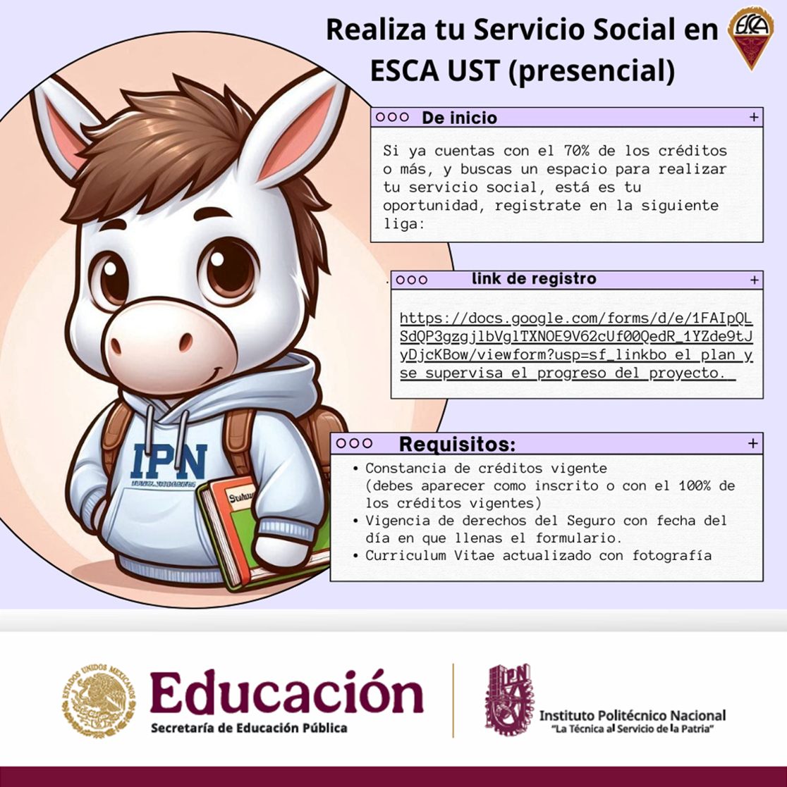 La ESCA UST apertura vacantes para servicio social de manera presencial ...