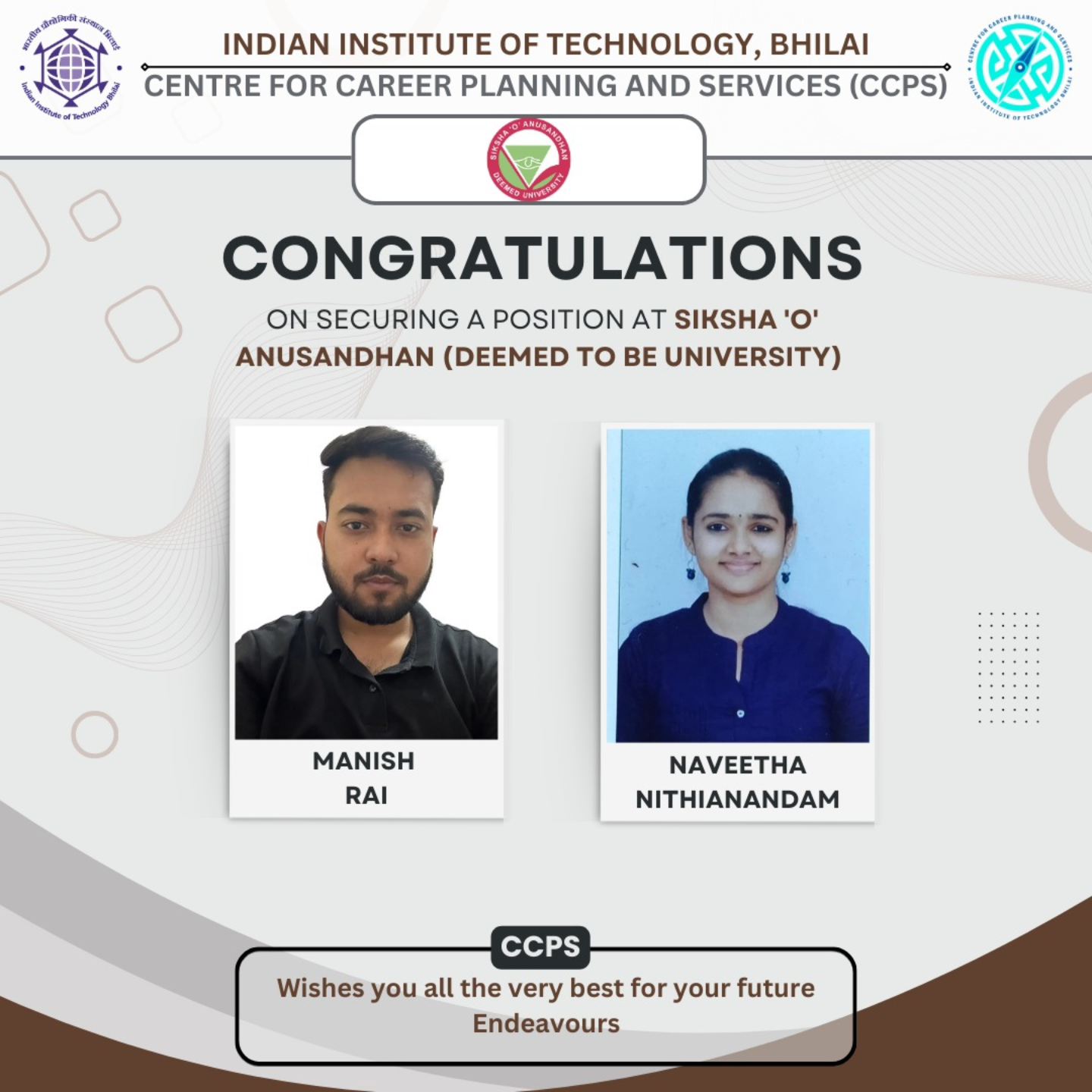 Centre - We are delighted to announce that Manish Rai and Naveetha ...