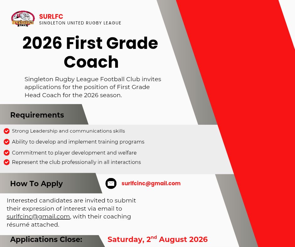 Singleton - 2026 First Grade Coach – Applications Now Open We are ...
